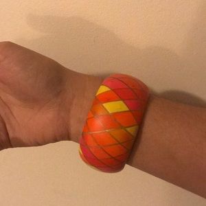 Pink orange and yellow wooden bangle!